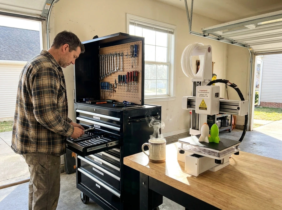 Garage equipment in a working lifestyle setting