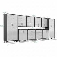 Garage Cabinet System Built to Organize Tools, 10-Piece Heavy Duty Steel, Modular Layout, Lockable Doors