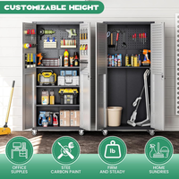 Garage Cabinet System Built to Organize Tools, 10-Piece Heavy Duty Steel, Modular Layout, Lockable Doors