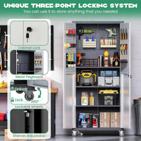 Garage Cabinet System Built to Organize Tools, 10-Piece Heavy Duty Steel, Modular Layout, Lockable Doors