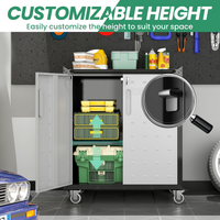 Garage Cabinet System Built to Organize Tools, 10-Piece Heavy Duty Steel, Modular Layout, Lockable Doors