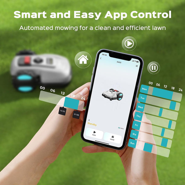 Robot Lawn Mower Built for Automated Care, App Control, Auto-Charging, 1/8 Acre Coverage, Triple Blade System