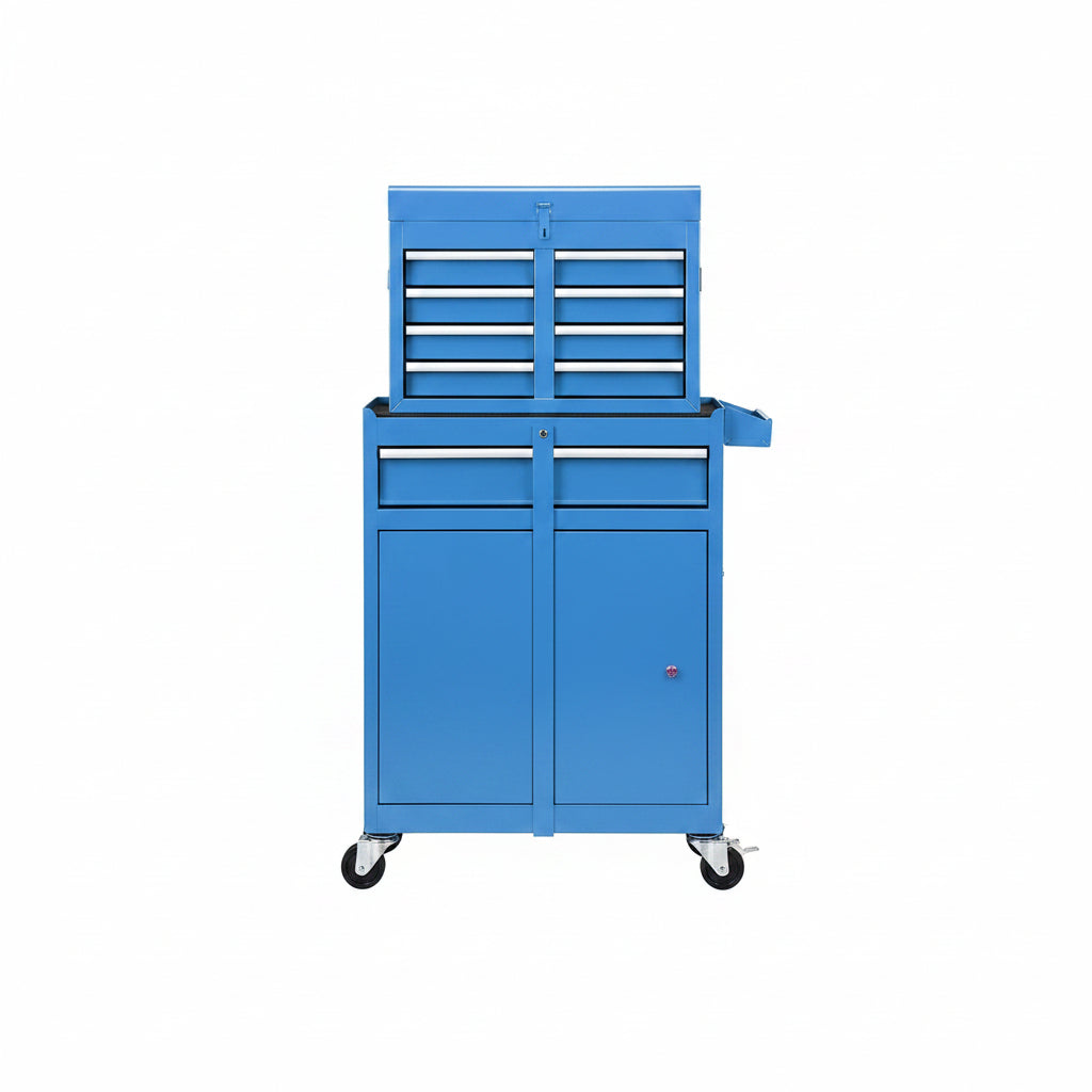 5-Drawer Rolling Tool Chest with Lockable Toolbox, Large Capacity Metal Tool Cabinet with Detachable Top Box, Storage Organizer for Garage & Workshop, Blue