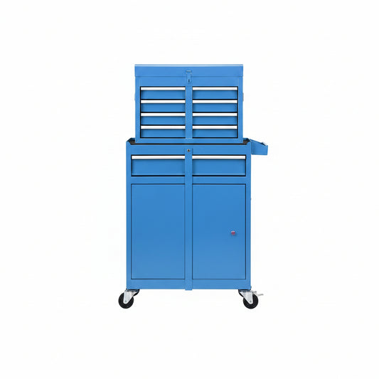 5-Drawer Rolling Tool Chest with Lockable Toolbox, Large Capacity Metal Tool Cabinet with Detachable Top Box, Storage Organizer for Garage & Workshop, Blue