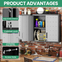 Garage Cabinet System Built to Organize Tools, 10-Piece Heavy Duty Steel, Modular Layout, Lockable Doors
