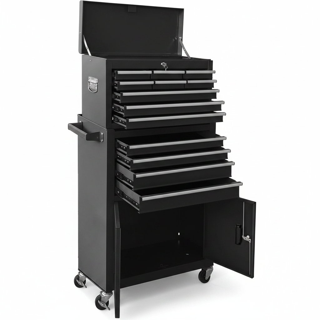 Rolling Tool Chest Built for Workshop Organization, 13 Drawers, Detachable Design, Lockable Metal Cabinet