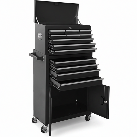 Rolling Tool Chest Built for Workshop Organization, 13 Drawers, Detachable Design, Lockable Metal Cabinet